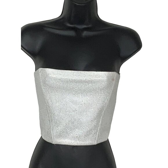 Zara women's strapless tube top small silver - Picture 1 of 9
